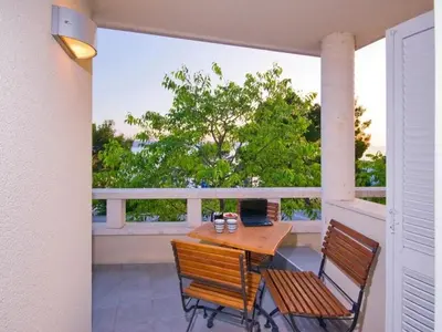 Balkon ili terasa u objektu Studio apartment in Brela with a sea view, terrace, air conditioning, WiFi 201-3