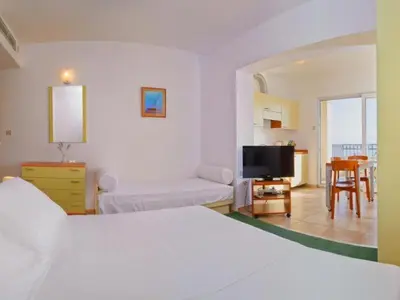 Krevet ili kreveti u jedinici u objektu Studio apartment in Brela with a sea view, terrace, air conditioning, WiFi 201-8